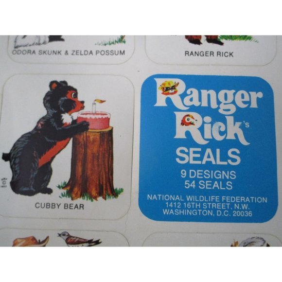 Ranger Rick and Friends 32 Stickers 1977 National Wildlife Federation Bowed GUC - Picture 4 of 15